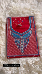 "DIWALI NEW ARRIVAL!!! Womens Maxi Nighty 100% cotton with embroidery (size -xxl)(COLOUR-RED)