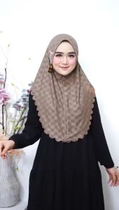 Kerudung Bergo Instan ELNORA Laser & Hijab Elnora Lasercut Bahan Jersey