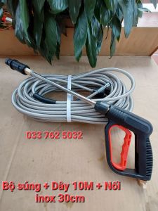 Bộ dây xịt rửa xe áp lực cao 10 15 20 30m Và s.úng rửa xe cò đỏ ren 22mm (kèm ống nối 30cm)  ( HÀNG LOẠI 1 )
