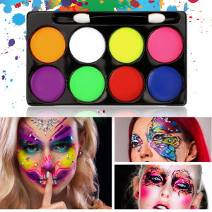 8 สี Professional Water-Based Faceภาพวาดทําความสะอาดง่ายศิลปะที่ละลายน้ําได้ Palette สําหรับฮาโลวีนCarnivalปาร์ตี้คอสเพลย์