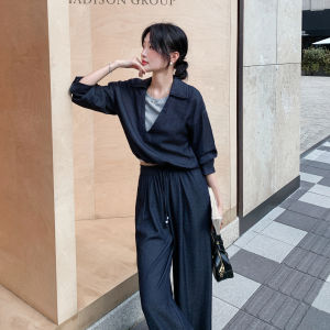 Korean Style Loose Casual Womens Fashion Set Wide Leg Pants Two Piece Suit Autumn New Arrival Comfortable Relaxing Feel