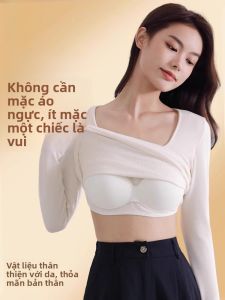 MiiOW | Áo len dệt kim cổ vuông không dây dài tay dành cho nữ Áo sơ mi cơ bản mùa xuân thu mới không cần mặc bên trong và bên ngoài