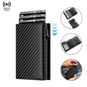 Ví Thông Minh RFID Dành Cho Nam Ví Đựng Thẻ Bằng Da PU Mỏng Có Vỏ Kim Loại Bật Lên Túi Đựng Tiền Xu & Ví Đựng ID Ví Nam Thời Trang