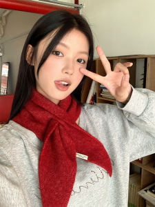 Warm Wool Blend Knitted Triangle Scarf Neck Protection Womens Autumn Winter New Style Fashionable Versatile Solid Color Scarf