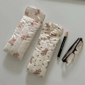 Strawberry Patterned Portable Eye-Glass Storage Bag Cotton Padded Sunglasses Case Protective Cover Print Pen Case Organizer