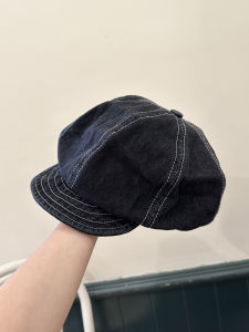 Street Style Korean Retro Denim Octagonal Hat Womens Casual Face Slimming Beret Painter Cap Trendy Cloud Boy Scout Hat