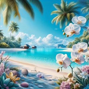 Bộ Tranh Thêu Kim Cương 5D HUACAN Phong Cảnh Biển Hoa Lan Tranh Ghép Mảnh Ghép Trang Trí Tường Bãi Biển Hình Vuông/tròn Đầy Đủ Thủ Công Mỹ Nghệ Phong Cách Hiện Đại Bộ Dụng Cụ Vẽ Tranh Bằng Nhựa Resin