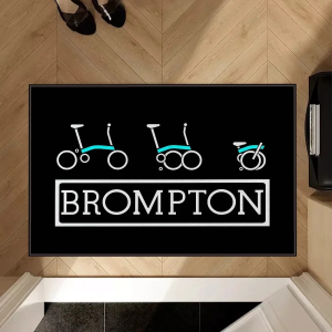 VIKAMA Brompton Bike Enthusiast Doormat Non Slip Wear Resistant Washable Entrance Rug for Cycling Lovers Indoor Home Decoration