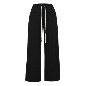 Low Waist Striped Knitted Casual Pants Womens Loose Slimming Straight Leg Pants Comfortable Loose Style Casual Trousers