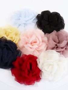 2pcs 10cm Korean Style Large Chiffon Flower Organza Fabric Artificial Flower Appliques For DIY Women Clothes Hair Accessories 