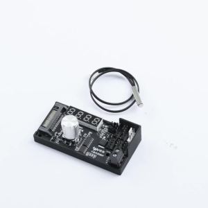 diymore | DC 12V 5A 6 Channel 4 Wire PWM Fan Controller SATA Power Interface Stepless Speed Regulation Manual Temperature Control