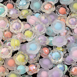 100pcs/lot Flower Acrylic Beads 12mm Transparent Sunflower Beads Loose Spacer Bead For DIY Jewelry Making Bracelet Accessories