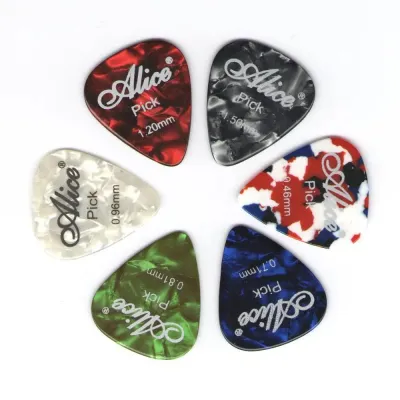 Alice Guitar Picks 6pcs Celluloid Mediator Thickness 0.46 0.71 0.81 0.96 1.20 1.50mm Electric Acoustic Guitar Accessories