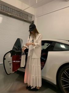 High Waist White Asymmetrical Skirt Womens Long 175cm plus Size A-Line Midi Skirt Korean Style Commute Pure Color Casual