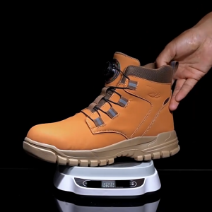 High Top Safety Shoes Rotating Button Work Shoes Anti-Smashing Anti-Puncture Waterproof Protection Boots