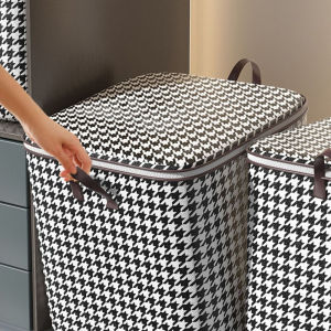 Folding Clothes Storage Bag Houndstooth Quilt Storage Bag Big Capacity Dustproof Toys Bags Moisture Dust Proof Proof Organizer