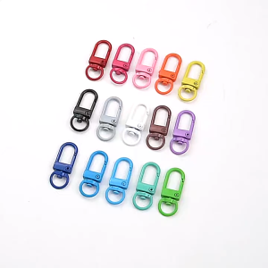 30pcs Claw Hook U-Shaped Candy Color Keychain Colorful Metal Plated Lobster Clasp Hooks For Jewelry Making Chain Keychain DIY Accessories