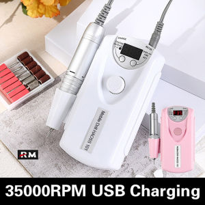 【35000RPM】Professional Nail Art Drill Machine Electric Nail Drill Machine Nail remover grinding machine USB rechargeable Nail Art File Drill Nail Gel Remove Cleaning Polisher