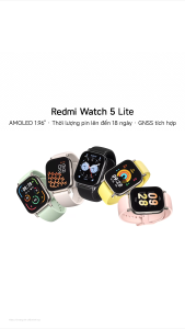 Đồng hồ thông minh REDMI Watch 5 Lite | Màn hình AMOLED 196 | GNSS năm hệ thống tích hợp | Giảm tiếng ồn bằng micrô kép và nghe gọi qua Bluetooth®