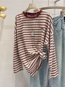 YEBO | Casual Loose Knit Striped Long Sleeve T-shirt
