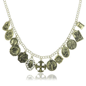 Vintage Saint Medals Church Bible St. Benedict Catholic Cross Religious Prayer Charms Necklace Bracelet Fashion Woman Jewelry
