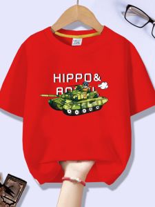 Boys Summer Short Sleeve T-Shirt Cartoon Tank Thin Pure Cotton round Neck Casual Loose Fit Childrens Wear Cotton Content 100%