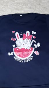 SUMMER88 Atasan Kaos Anak Perempuan Motif Karakter Warna Navy Lengan Pendek Size 1-10 Tahun Bahan Spandek Soft