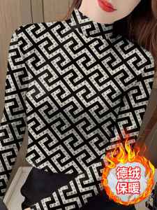 Fashionable Long Sleeve Half High Neck Thermal Womens T-shirt Slimming Base Layer Top for Middle-Aged And Elderly Ladies