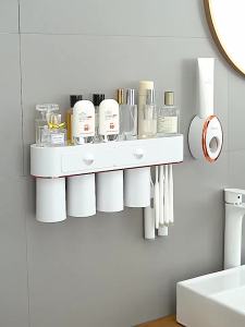Hanging Toothbrush Holder and Tumbler Rack Wall-mounted No-drilling