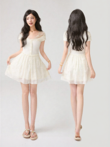 KEIKO | Lace Trim V-Neck A-Line Short Dress Summer