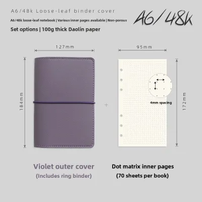 A6 Size Soft Leather Bound Notebook Girls Bullet Journal Simple Artistic Ins Style 6 Hole Punch Portable Notebook Travel Friendly