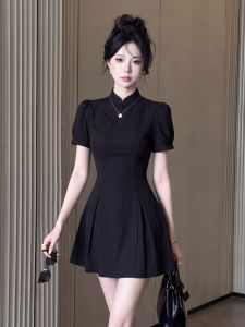 ANFEIQI | New Chinese Style Black Slim Waist Dress