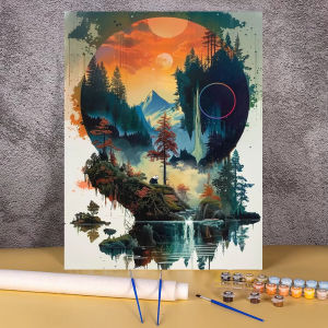 BILIBILI | Painting By Numbers for Adult Kit Mountain Forest DIY Dropshipping Canvas Oil Paint By Number Home Decor Landscape Picture