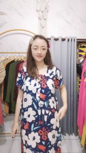 Daster Fuji Rayon Premium Motif Bunga Kancing Aktif Terbaru 2023 Viral Busui Bumil