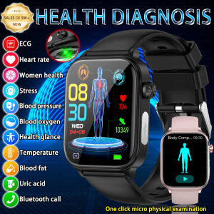 25New Mens AI Diagnosis Uric Acid Blood Lipids Smart Watch ECG Blood Pressure Heart Rate Temp Monitor Womens Health SmartWatch