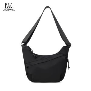 LouisWill กระเป๋าหน้าอกของผู้ชายกระเป๋าไหล่ขนาดใหญ่กระเป๋าสะพายไหล่สวมใส่ได้ทั่วร่างกายทนต่อกระเป๋าสะพายไหล่มนุษย์กระเป๋าสะพายไหล่ยามว่า ง