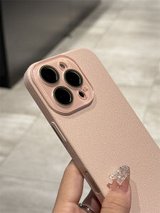 Ultra-Thin Litchi Pattern Phone Case for  16Promax Full Lens Protection Anti-Fall Womens Style New 15Pro 14Pro 13 Models Couples