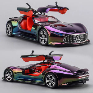 1:24 Alloy Diecasting Vision GT Toys Cars Miniature Models Wheel Pull Back Sports Car with Light Music Vehicles Model Ornament