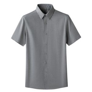 MiiOW | Cool Feeling Ice Silk Mens Short Sleeve Shirt Breathable Seamless Business Formal Cat Person Modal New Summer 2025 Fashion