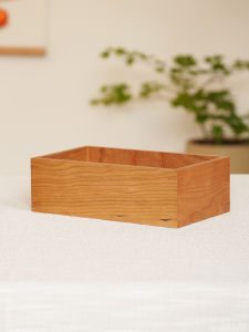 กล่องเก็บของไม้เนื้อแข็งทรงสี่เหลี่ยม ไม่มีฝาครอบ สำหรับเรียงสิ่งของบนโต๊ะ ไม้ชอร์ค กล่องเก็บของแบบเรียบง่าย