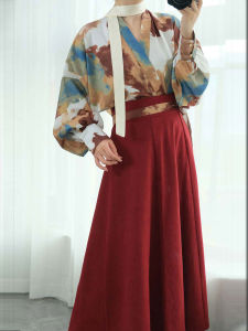 Original Ming Dynasty Hanfu Skirt Set with Improved Airplane Sleeves New Chinese Style Daily Outfit by Siyu Pavilion