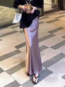 Loowmane | Satin Silky Mid-length Flared Skirt