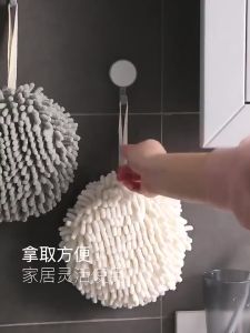 Handuk Gantung Lembut Bentuk Bulat / Kain Lap Tangan Busa Gantung Kamar Mandi