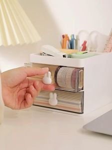 Mainland Rak Meja Kerja Aksesoris Kelinci Laci Kosmetik Minimalis Bunny Head Storage Box Serbaguna HSB661