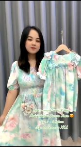 Dress Couple Dewasa & Anak Motif Chiffon Bunga Tosca (Harga Satuan)