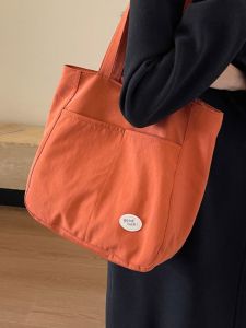 Large Capacity Canvas Tote Bag Womens 2025 New Casual Versatile College Student Class Shoulder Bag Handbag Tote Bag