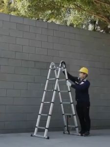 LENODI Tangga Lipat 5.8 Meter Paduan Aluminium Teleskopik Tangga Teleskopik Multifungsi