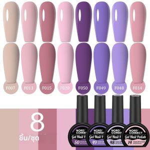 ชุดยาทาเล็บเจลสีขวดครึ่งวงกลม 8 ชิ้น ยาทาเล็บเจลสีนีออนเรืองแสงติดทนนาน ต้องใช้ไฟ LED S