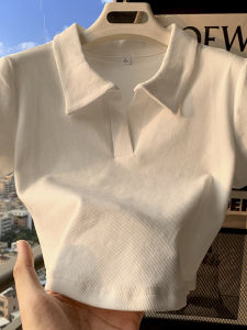 Áo Thun Tay Ngắn Cổ Polo Màu Trắng Dáng Ôm Vừa Vặn Thời Trang Mùa Hè Cho Nữ Áo Thun Cotton Phong Cách Đường Phố Thường Ngày
