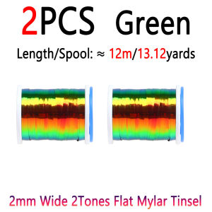 2PCS 6PCS 2mm Wide 2 Tones Flat Mylar Tinsel Fly Tying Material Flashabou Tinsel Nymph Streamer Saltwater Trout Fishing Lures